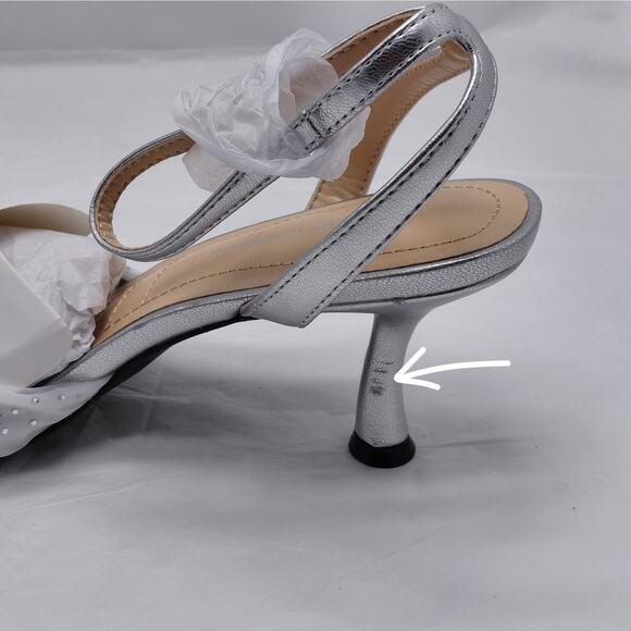 Adrienne Vittadini Womens Heels Size 10 Silver Rhinestone Mesh Dress Sandals NIB - Picture 10 of 12